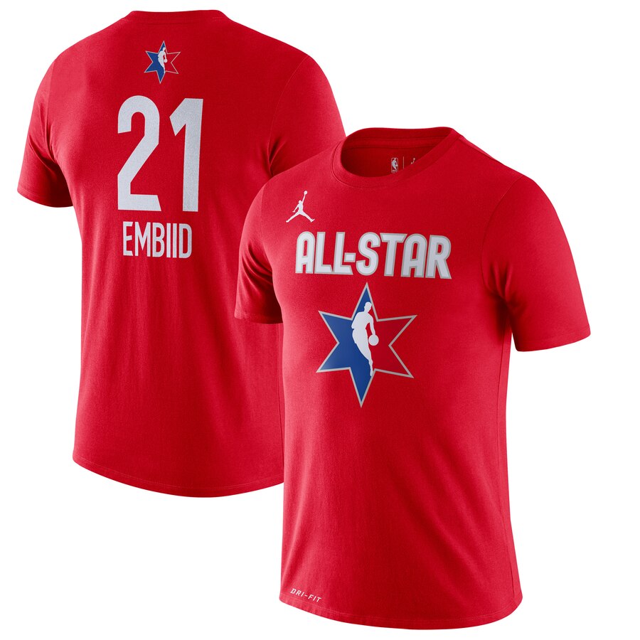 Men Joel Embiid Jordan Brand 2020 NBA AllStar Game Name & Number Player TShirt Red